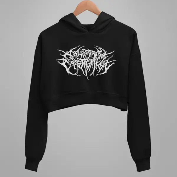 Abhorrent Castigation Hoodie, Abhorrent Castigation Logo Black Crop Sweatshirt