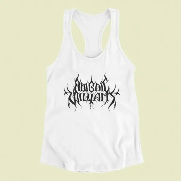Abigail Williams Tank Top, Abigail Williams Band Logo White Tank Top Shirt, Symphonic Black Metal Merchandise