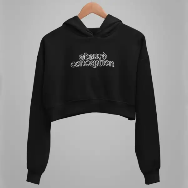Absurd Conception Crop Hoodie, Absurd Conception Logo Black Crop Sweatshirt