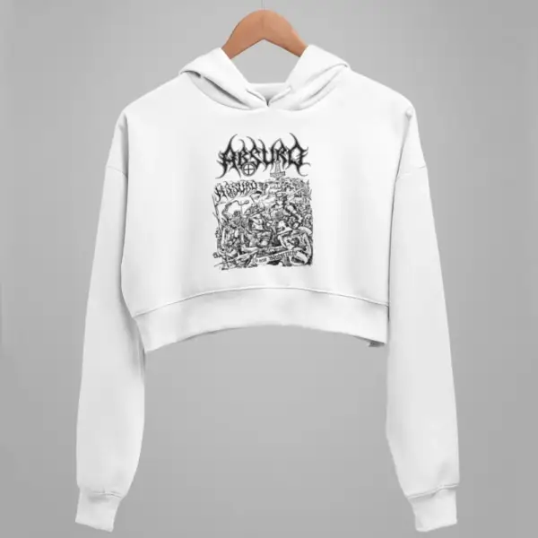 Absurd Crop Hoodie, Absurd Blutgericht White Crop Sweatshirt