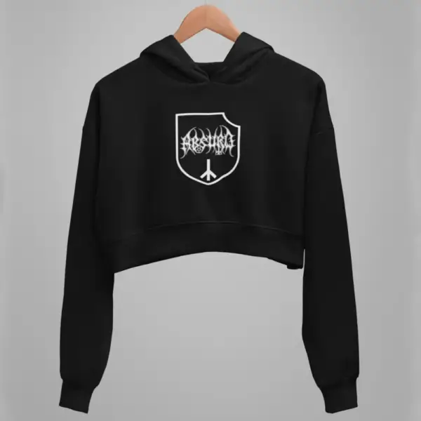 Absurd Crop Hoodie, Absurd Logo Black Crop Sweatshirt