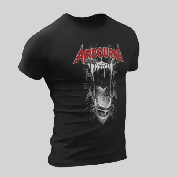 Airbourne T-Shirt, Airbourne Black Dog Barking Black T-Shirt