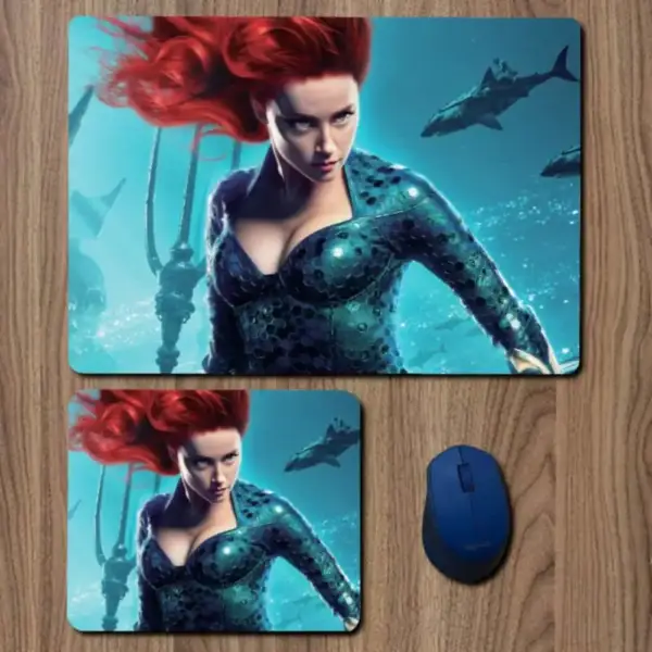 Amber Heard Mera Aquaman Mouse Pad, Amber Heard Mera Aquaman Movie Large Mousepad for Gamers