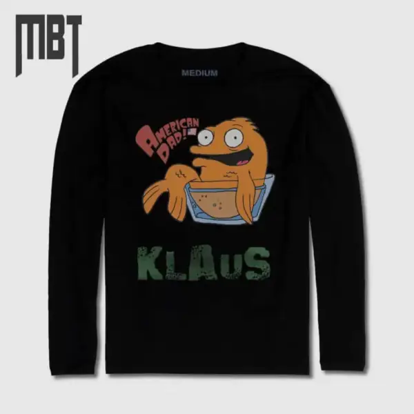 American Dad Long Sleeve T-Shirt, Klaus The Fish Cartoon Long Sleeve Tee-Shirt