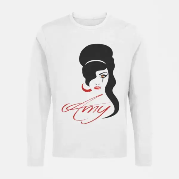 Amy Winehouse Longsleeve T-Shirt, Amy Winehouse Artwork White Long Sleeve - Image 2