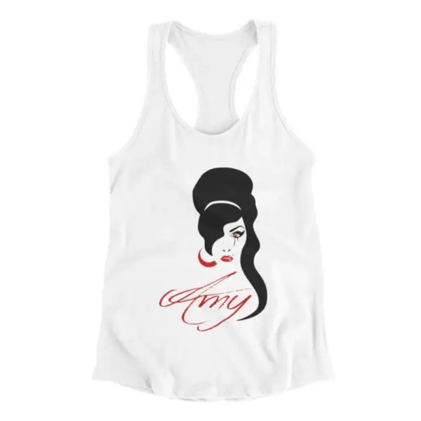 Amy Winehouse Tank Top, Amy Winehouse Artwork White Tank Top