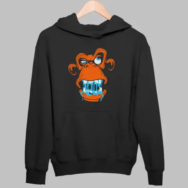 Ape Hoodie, Ape Artwork Black Sweatshirt