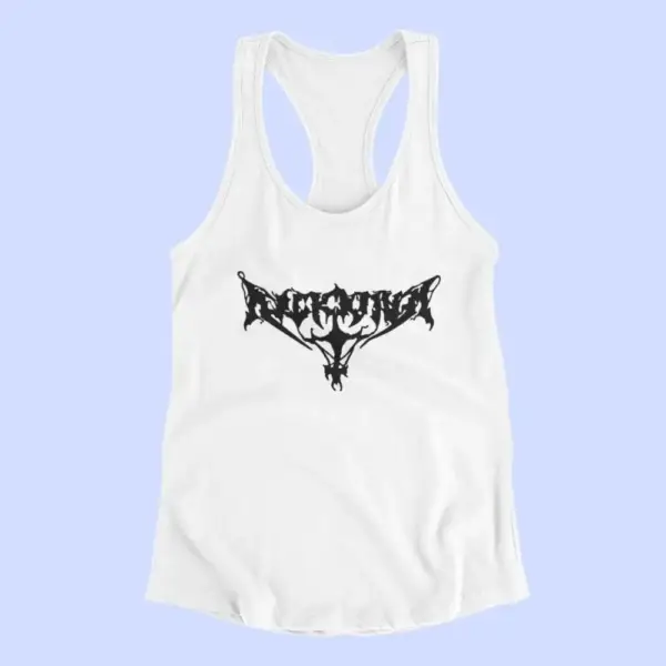 Arckanum Tank Top, Arckanum Band Logo White Tank Top Shirt, Black Metal Merchandise