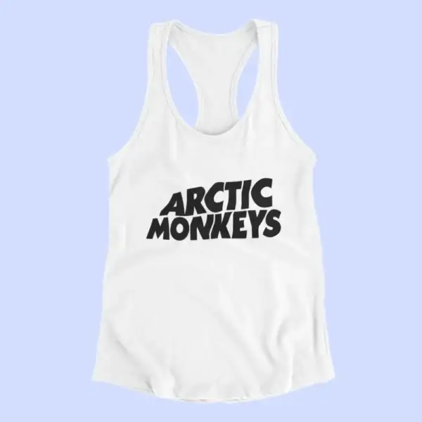 Arctic Monkeys Tank Top, Arctic Monkeys Band Logo White Tank Top Shirt, Alternative Rock Merchandise