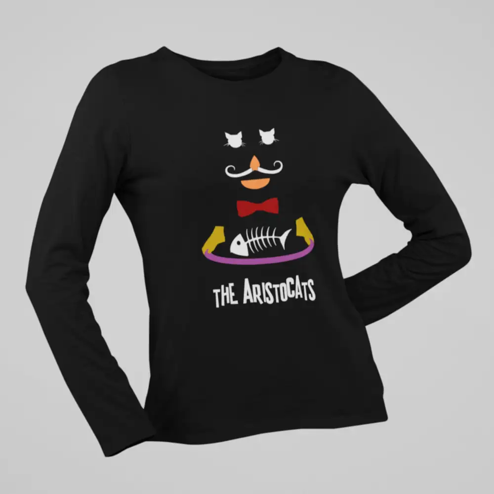 Aristocats Longsleeve T-Shirt, Aristo Cats Black Long Sleeve