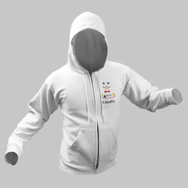 Aristocats Zip Hoodie, Aristo Cats White Hoodie - Image 2