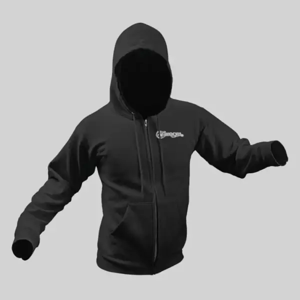 Asmegin Zip Hoodie, Asmegin Logo Black Zip Sweatshirt - Image 2