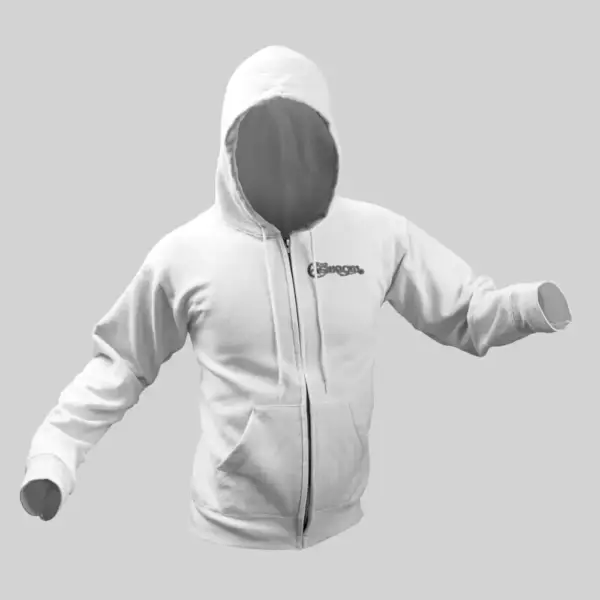 Asmegin Zip Hoodie, Asmegin Logo White Zip Sweatshirt - Image 2