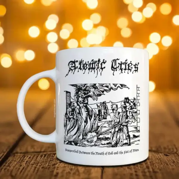 Atomic Cries Mug, Suspended Between The Mouth of God Coffee Mug