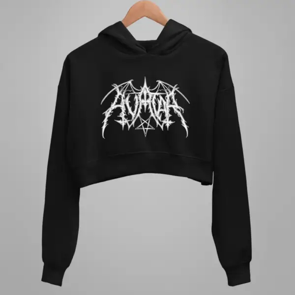 Avatar Crop Hoodie, Avatar Logo Black Crop Hoodie