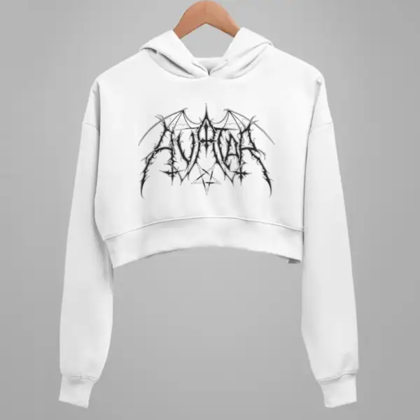 Avatar Crop Hoodie, Avatar Logo White Crop Hoodie