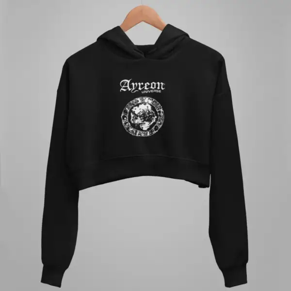 Ayreon Crop Hoodie, Ayreon Universe Black Crop Sweatshirt