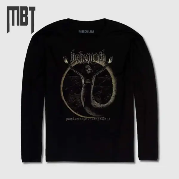 Behemoth Band Long Sleeve T-Shirt, Behemoth Pandemonic Incantations Cover Long Sleeve Tee-Shirt