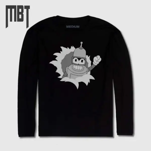 Bender Bending Rodriguez Long Sleeve T-Shirt, Futurama Bender Long Sleeve Tee-Shirt
