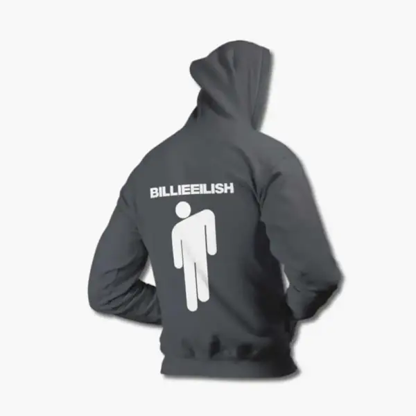 Billie Eilish Hoodie, Billie Eilish Logo Symbol Black Hooded Sweatshirt - Image 5
