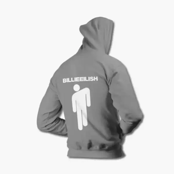 Billie Eilish Hoodie, Billie Eilish Logo Symbol Black Hooded Sweatshirt - Image 9