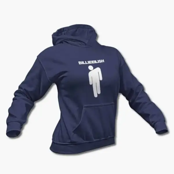 Billie Eilish Hoodie, Billie Eilish Logo Symbol Black Hooded Sweatshirt - Image 10