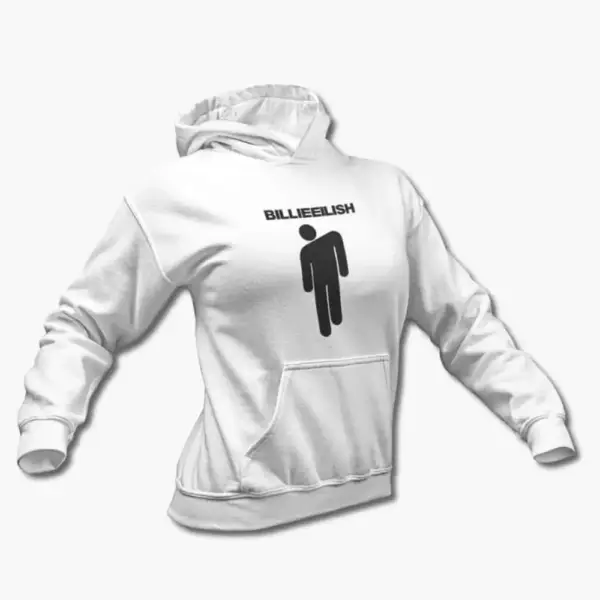 Billie Eilish Hoodie, Billie Eilish Logo Symbol Black Hooded Sweatshirt - Image 12