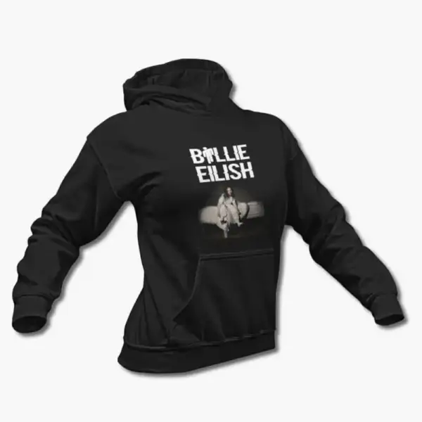 Billie Eilish Hoodie, Billie Eilish When We All Fall Asleep Black Hooded Sweatshirt