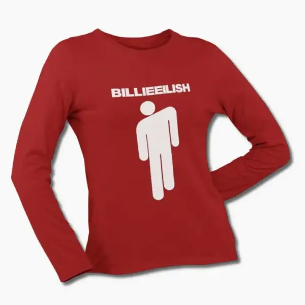 Billie Eilish Long Sleeve T-Shirt, Billie Eilish Logo Symbol Black Longsleeve Tee Shirt - Image 5