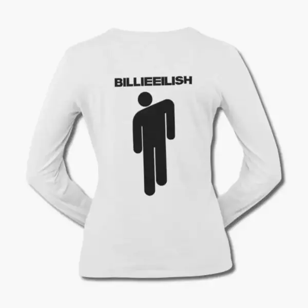 Billie Eilish Long Sleeve T-Shirt, Billie Eilish Logo Symbol Black Longsleeve Tee Shirt - Image 6