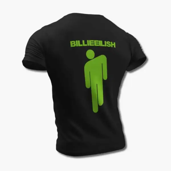 Billie Eilish T-Shirt, Billie Eilish Logo Symbol Black Tee Shirt - Image 3
