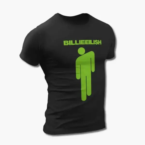Billie Eilish T-Shirt, Billie Eilish Logo Symbol Black Tee Shirt - Image 2