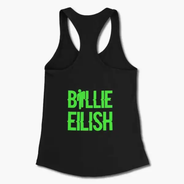 Billie Eilish Tank Top, Billie Eilish Logo Black Tank Top Shirt - Image 2