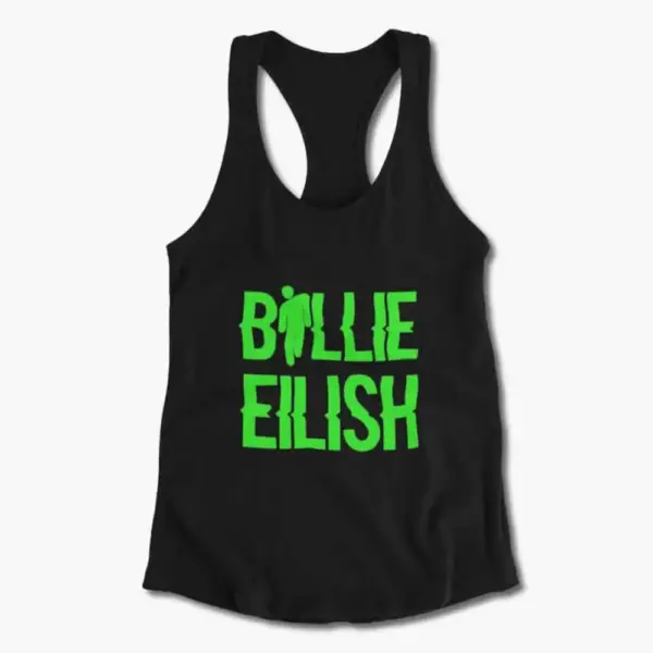 Billie Eilish Tank Top, Billie Eilish Logo Black Tank Top Shirt
