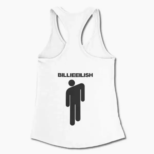 Billie Eilish Tank Top, Billie Eilish Logo Symbol White Tank Top Shirt - Image 2