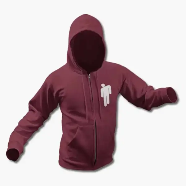 Billie Eilish Zip Up Hoodie, Billie Logo Symbol Black Zipper Hooded Sweatshirt - Image 6