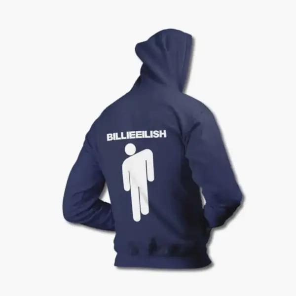 Billie Eilish Zip Up Hoodie, Billie Logo Symbol Black Zipper Hooded Sweatshirt - Image 9