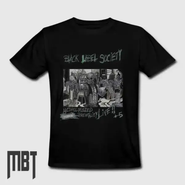Black Label Society Band T-Shirt, Black Label Society Alcohol Fueled Brewtality Live Cover Tee-Shirt
