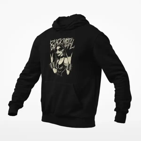 Black Metal Girl Hoodie, Black Metal Girl Black Hoodie