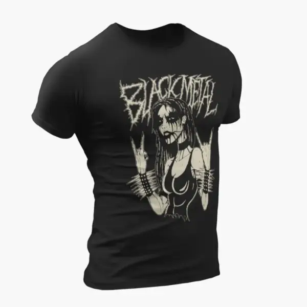 Black Metal Girl T-Shirt, Black Metal Girl Black T-Shirt