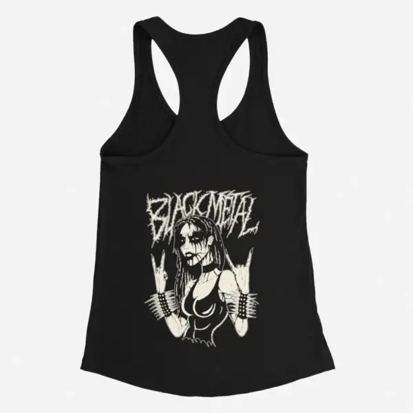 Black Metal Girl Tank Top, Black Metal Girl Black Tank Top - Image 2