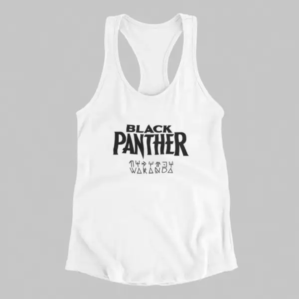 Black Panther Tank Top, Black Panther Wakanda White Athlete