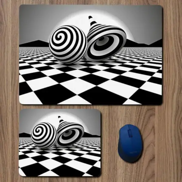 Black White Optical Illusion Mouse Pad, Black White Optical Illusion Large Mousepad for Gamers