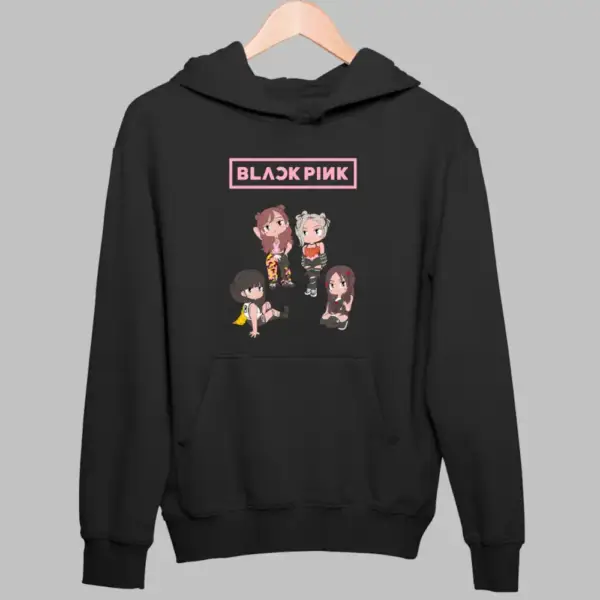 BlackPink Hoodie, Chibi Black Pink Black Sweatshirt