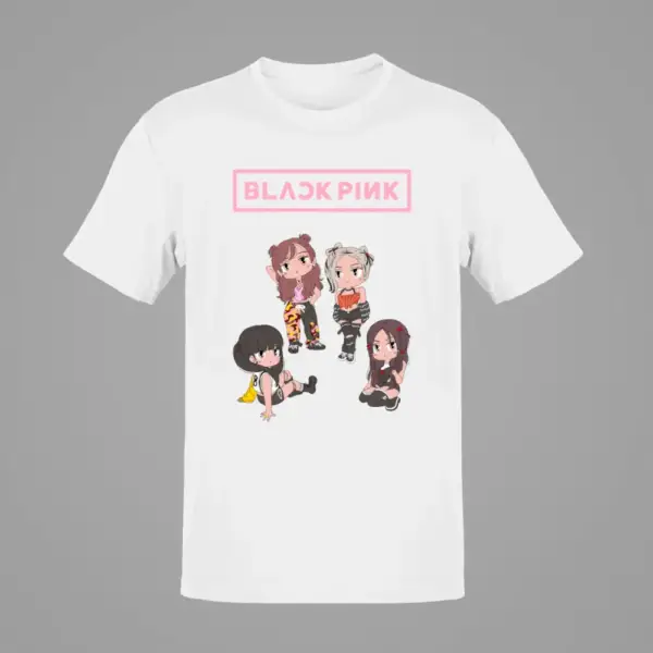 Blackpink T-Shirt, Chibi Black Pink White T-Shirt