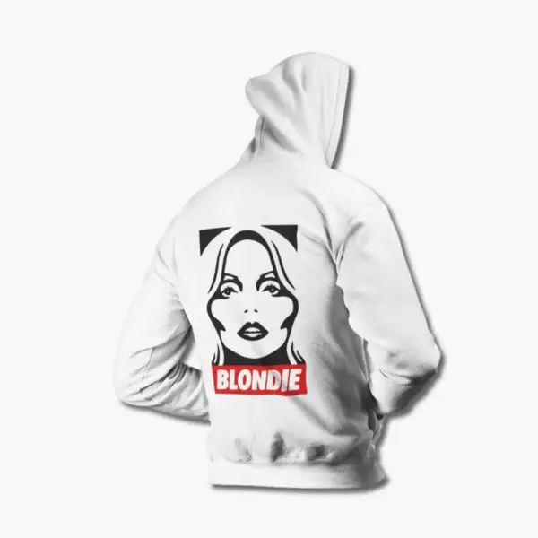 Blondie Hoodie, Blondie Debbie Harris White Hoodie, Punk Rock Merchandise - Image 2