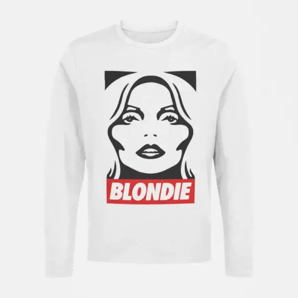 Blondie Longsleeve T-Shirt, Blondie Debbie Harris White Long Sleeve, Punk Rock Merchandise - Image 2