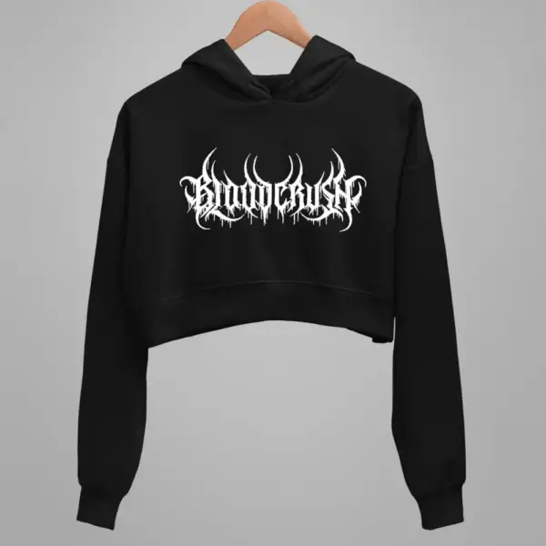 Blood Crush Crop Hoodie, Blood Crush Logo Crop Sweatshirt