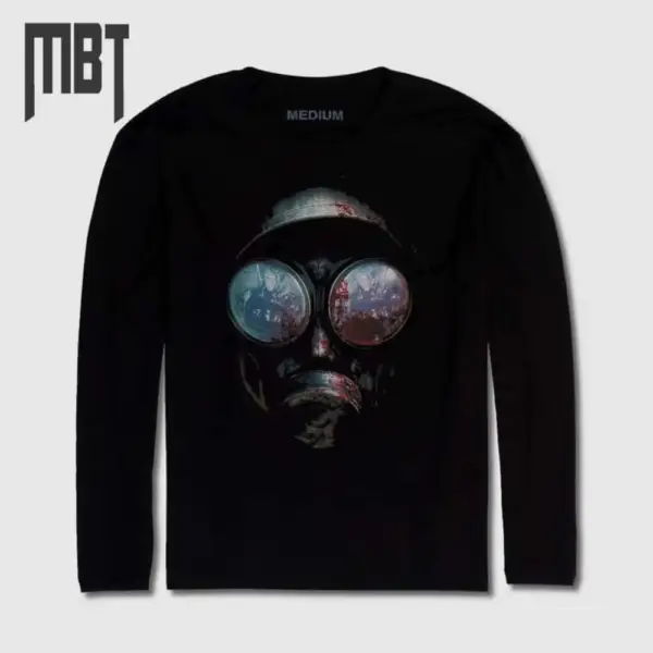 Bloody Gas Mask Long Sleeve T-Shirt, Bloody Gas Mask Artwork Long Sleeve Tee-Shirt