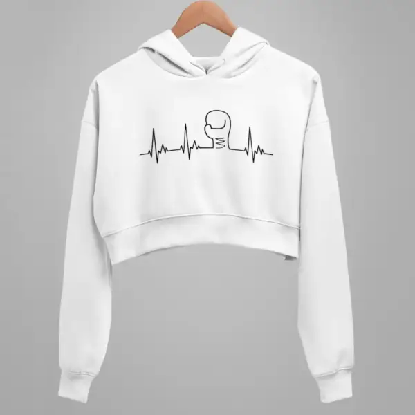 Boxing Pulse Crop Hoodie, Boxing Pulse White Crop Sweatshirt